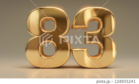 Golden metallic number 83 in 3D design 128935241