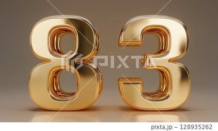 Gold 3D depiction of the number 83 128935262