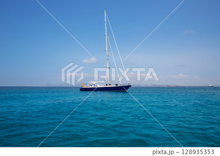 Illetes Illetas Formentera yacht sailboat anchored Illetes Illetas Formentera yacht sailboat anchored 128935353