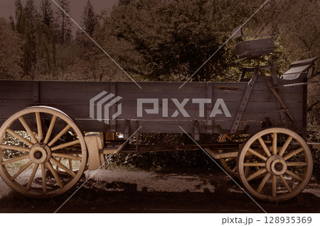 California Columbia carriage in an old Western Gold Rush Town 128935369