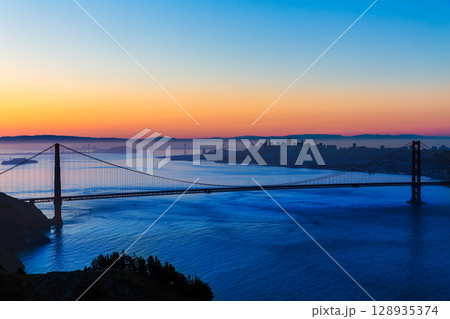 Golden Gate Bridge San Francisco sunrise California 128935374