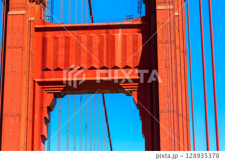 Golden Gate Bridge details in San Francisco California 128935378