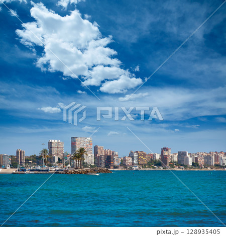 San Juan de Alicante view from Postiguet beach San Juan de Alicante view from Postiguet beach 128935405
