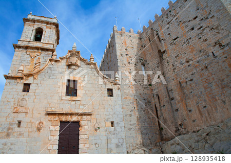 Peniscola virgen de Santa Maria church facade Castellon Peniscola virgen de Santa Maria church facade Castellon 128935418