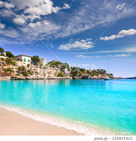 Porto Cristo beach in Manacor Majorca Mallorca Porto Cristo beach in Manacor Majorca Mallorca 128935422