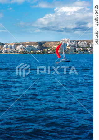 Santa Pola Alicante view from Mediterranean sea Santa Pola Alicante view from Mediterranean sea 128935425