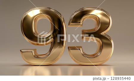 Elegant metallic number 93 in gold finish 128935440
