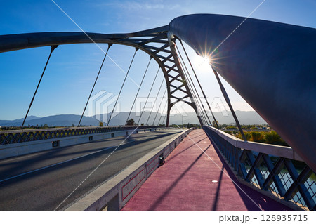 Cullera bridge over Xuquer Jucar river of Valencia 128935715