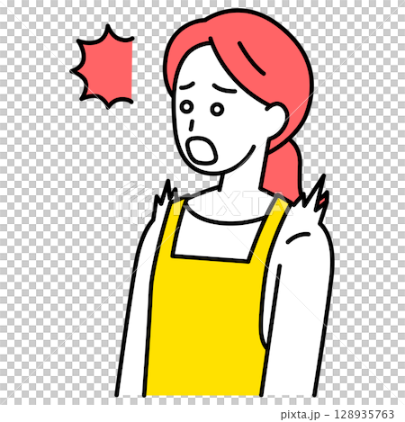 驚くエプロン姿の女性 128935763