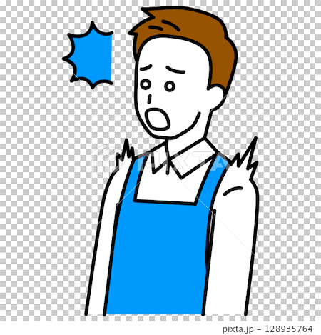 驚くエプロン姿の男性 驚くエプロン姿の男性 128935764