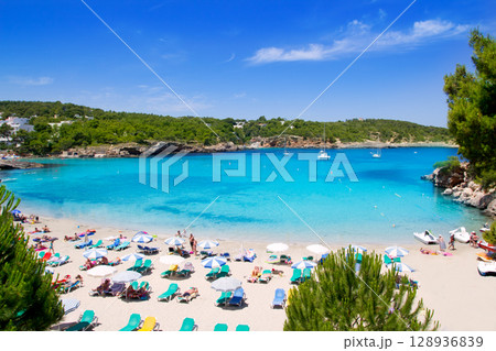 Ibiza Portinatx turquoise beach paradise island 128936839