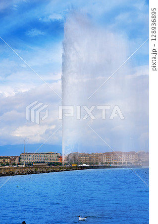 Geneva Geneve lake water Jet D'eau Switzerland 128936895