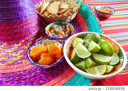 Mexican sauces pico de gallo habanero chili sauce 128936936