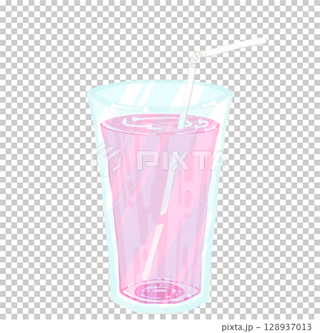 Peach juice with a straw 128937013