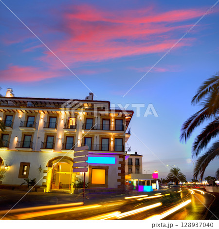 Denia old village sunset dusk in Alicante Spain Denia old village sunset dusk in Alicante Spain 128937040