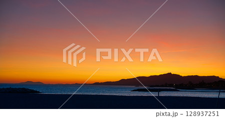 Cambrils beach sunset in Tarragona 128937251