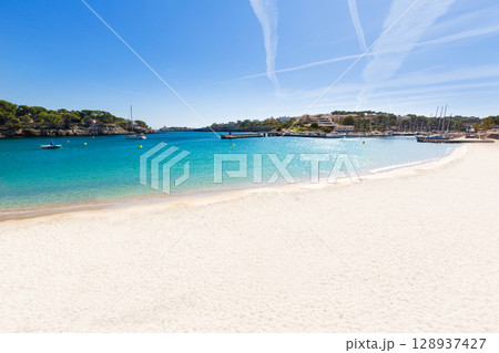 Majorca Porto Cristo beach in Manacor at Mallorca Majorca Porto Cristo beach in Manacor at Mallorca 128937427