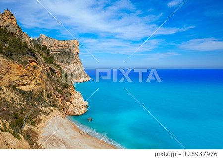 Cala del Moraig beach in Benitatxell of Alicante Cala del Moraig beach in Benitatxell of Alicante 128937976