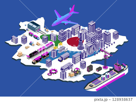 Seoul Logistics and Infrastructure concept 128938637