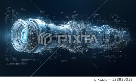 detailed blueprint of advanced motor core with metallic circuits, showcasing intricate designs and futuristic technology. image conveys innovation and engineering excellence 128939012