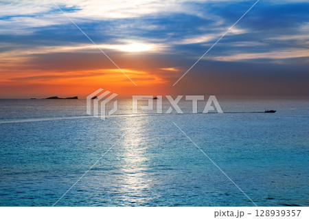 Ibiza cala Conta Conmte sunset 128939357