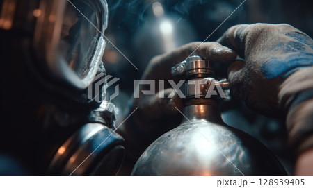 First-Person View of Adjusting Oxygen Tank Valve in Hazardous Environment First-Person View of Adjusting Oxygen Tank Valve in Hazardous Environment 128939405