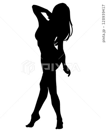 シルエット 女性 全身 シルエット 女性 全身 128939417