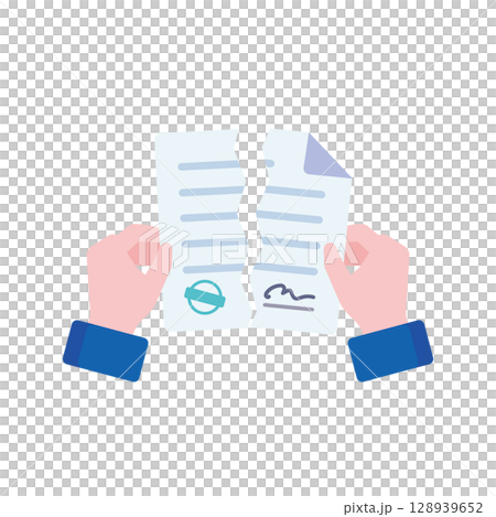契約書を破くイラスト 128939652