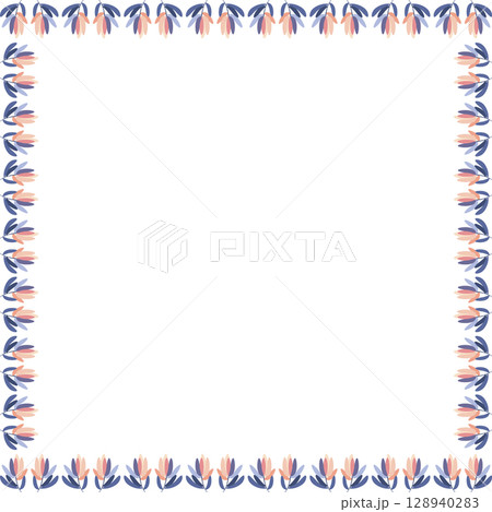 Spring colorful frame template. Leaf elements decoration. Easter border with empty space Spring colorful frame template. Leaf elements decoration. Easter border with empty space 128940283