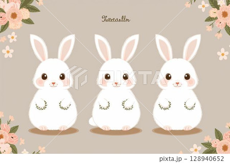 白いうさぎのイラスト 128940652