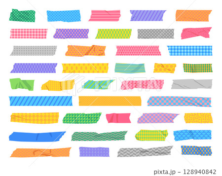 模様付きのマスキングテープのイラスト素材 128940842