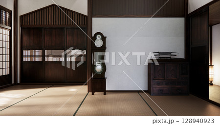 Mock up empty, Modern japanese tatami mat floor, room japanese traditional style. 3D rendering 128940923