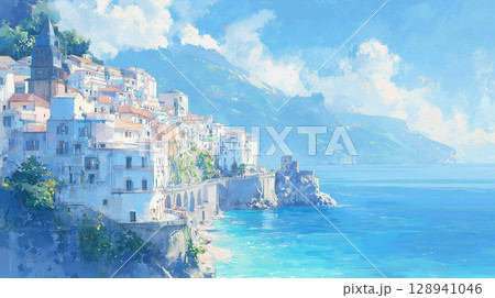 アマルフィ海岸の絶景：ターコイズブルーの海と白い村、地中海の楽園の