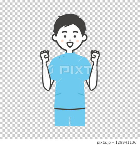 一名男子扮成凱西，揮拳的插圖 128941136