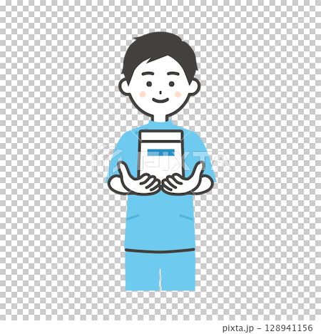 扮成醫生的男子遞上藥袋的插圖 128941156