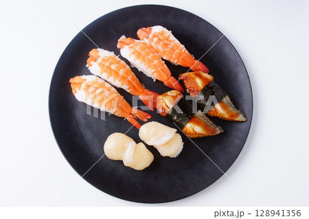 海老にぎり 鰻にぎり 貝柱にぎり 海老にぎり 鰻にぎり 貝柱にぎり 128941356