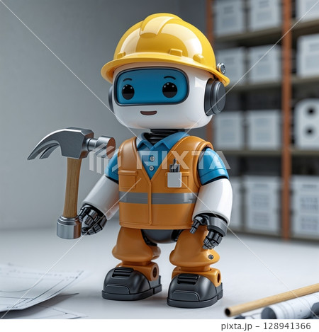 お仕事シリーズ・かわいい小さなロボットフィギュア 128941366