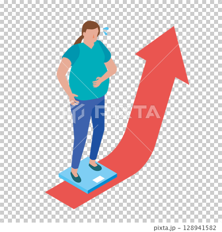 体重増加に焦る女性 128941582