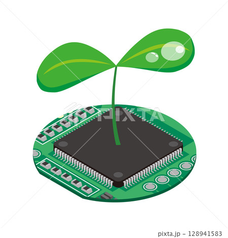 半導体とエコロジーのイメージイラスト 128941583