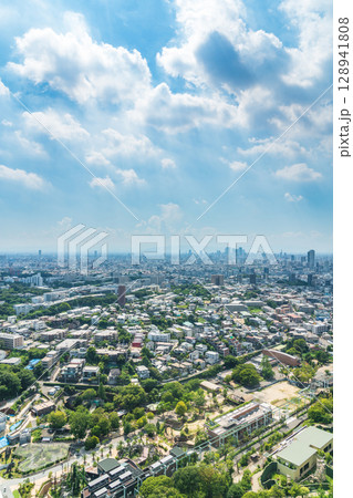 夏の名古屋市街地、東山スカイタワーからの眺め〈愛知県名古屋市〉 夏の名古屋市街地、東山スカイタワーからの眺め〈愛知県名古屋市〉 128941808