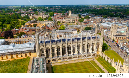 Aerial view of King's College, Cambridge University in Cambridge, UK Aerial view of King's College, Cambridge University in Cambridge, UK 128942024
