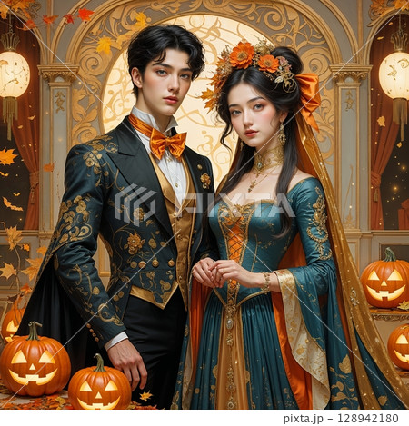 黄金の夜会：幻想的な恋人たちのハロウィン 128942180