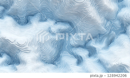 抽象的な青と白の層状地形パターン背景 128942206