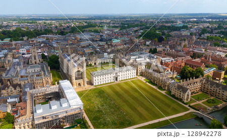 Aerial view of Cambridge University showing King's College, Chapel and Clare College in Cambridge 128942278