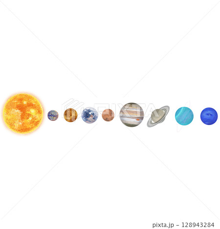 太陽系_白背景_正方形 128943284