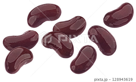 Canned red kidney beans isolated on white background, full depth of field 128943619