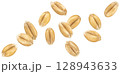 Wheat seeds isolated on white background, falling wheat grains collection, macro, full depth of field 128943633