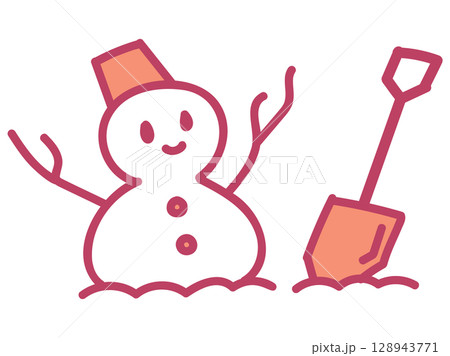 冬イベントに使える雪だるまキャラクター 冬イベントに使える雪だるまキャラクター 128943771