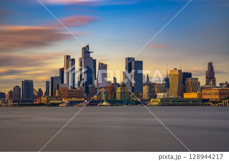 New York City Skyline with Hudson Yards District at Sunset New York City Skyline with Hudson Yards District at Sunset 128944217