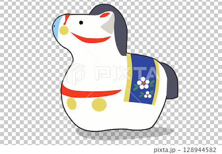 簡單的馬雕像插圖_新年賀卡2026令和8 128944582